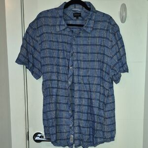 Sportscraft Blue Plaid Short-Sleeve Button-Down Shirt